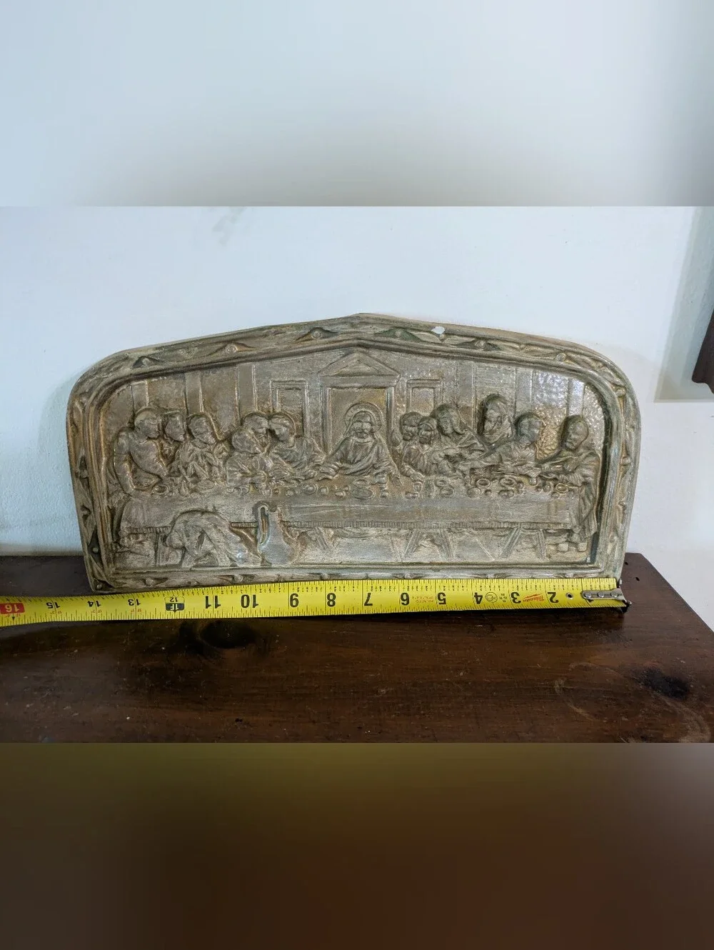 Vintage 3D The Last Supper Wall Plaque Relief Faux Wood Mid Century Christian Ar